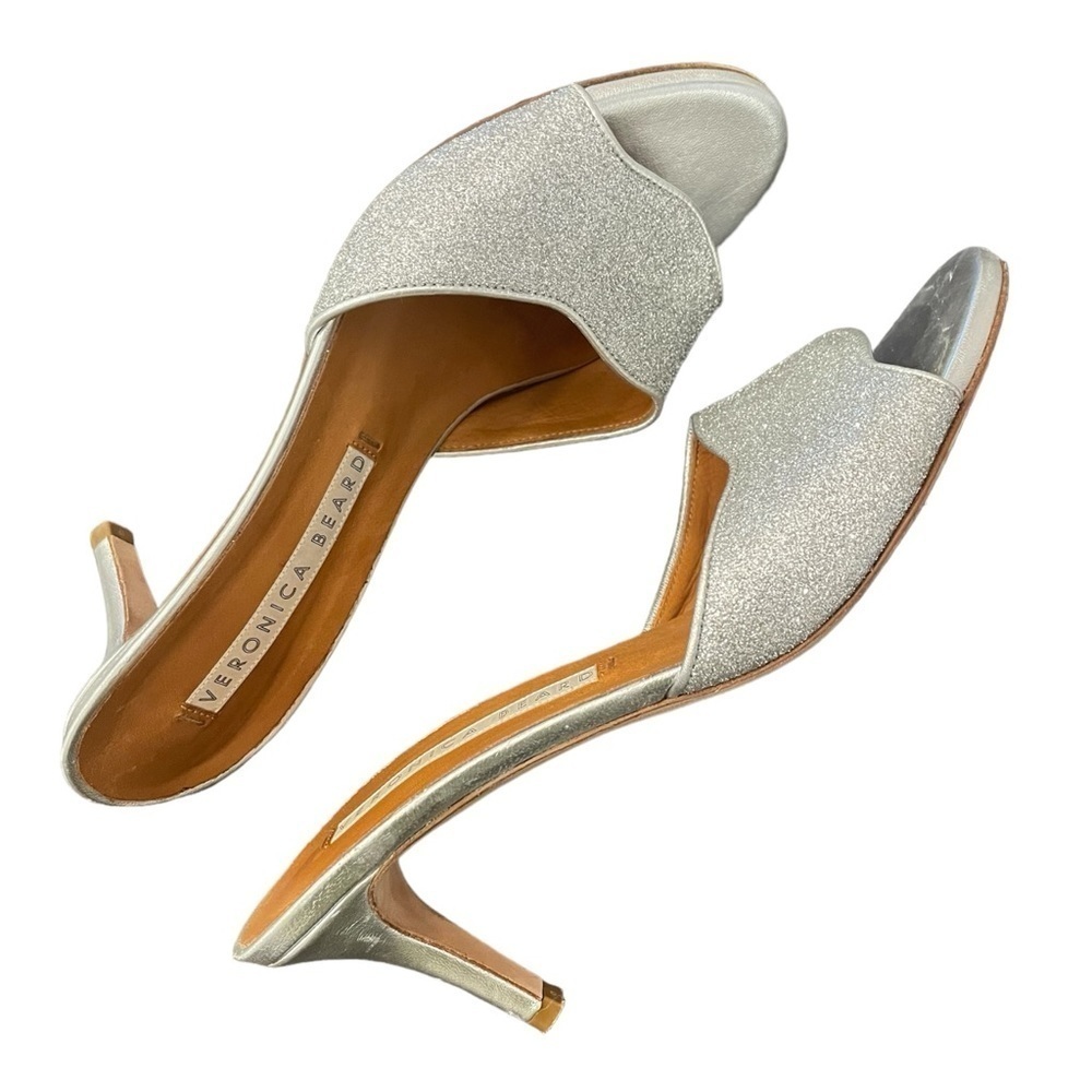 VERONICA BEARD | Silver Glitter Slide Sandals | Size 37